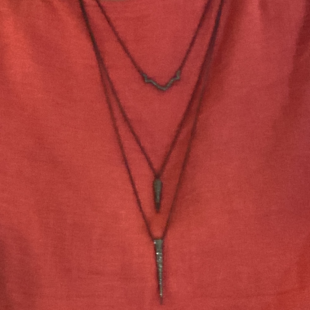 NWOT Three in one customizable gunmetal gray crystal necklace